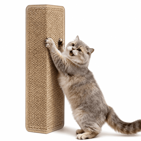 FURVENA Corner Cat Scratcher,Cat Scratchers Wall Mounted with Faux Sisal&Carpet Pad,23.6X11.8 Inch Furniture Protector for Indoor Cats to Protect Couches&Walls