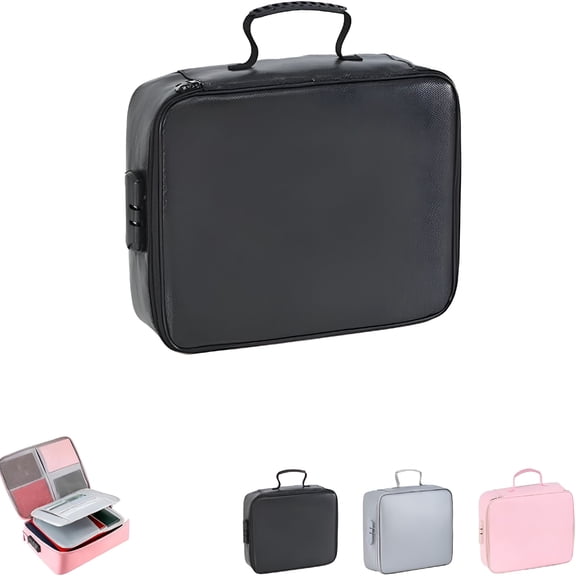 FURVENA Fireproof Keepsake Box with Lock,Document Storage Safe Box,Fire Proof Box Fireproof and Waterproof Document Storage Box for Documents,Letters,Passports,And Cards