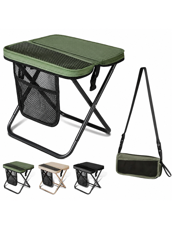 Large Foldable Backpack Stool for Adults - Portable Camping Stool with Sling Bag, 300Lbs Capacity for Camping, Fishing, Hiking, Travel, Picnic Collapsible Chair