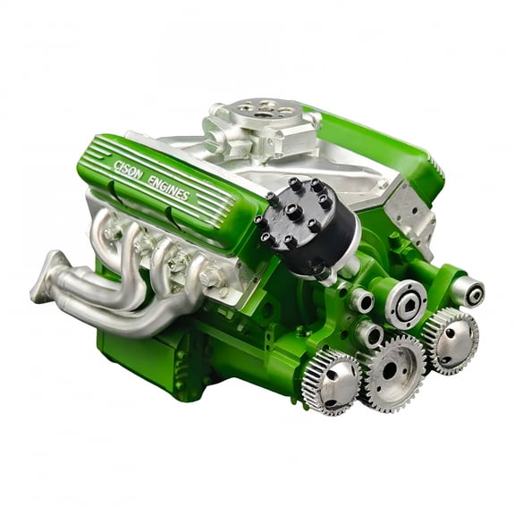 FURVENA V8 Engine Kit Gas, Cison Gasoline Ohv V8 Small-Block Engine Model Kits, Mini V8 Engine Kits That Runs, Build Your Own Stem V8 Model Engine for Adults, 4-Stroke 44cc Water-Cooled 1/6(Green)