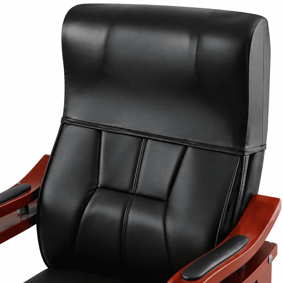 FURVENA Waterproof Office Chair Headrest Cover,Pu Leather Stretch Headrest Protector for Office Chairs,Head Rest Covers for High Back Computer Chairs,Furniture,Recliner Chair,1Pc, Black