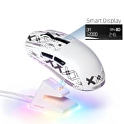 FURYCUBE Wireless Gaming Mouse with RGB Charging Dock, Smart Display Rechargeable Mouse, Lightweight 59g Design, 12000 DPI Sensor, BT/2.4G/USB-C Connection for PC Laptop Gaming