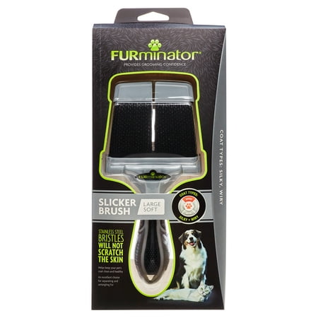 FURminator Soft Slicker Brush For Dogs, Large, For Silky Or Wiry Coats