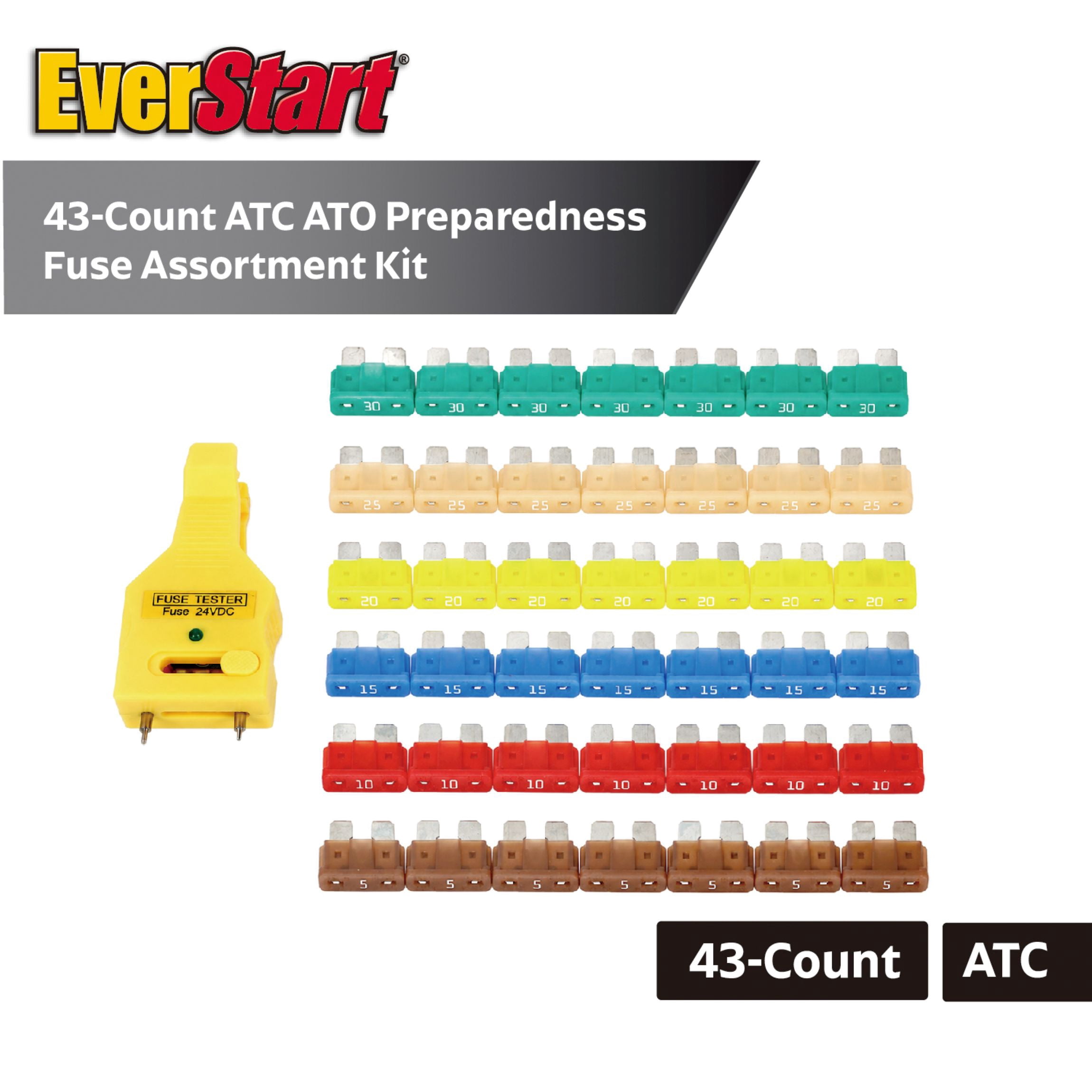 EverStart 43-Piece Automotive and Marine ATC-ATO Fuse Kit with Tester
