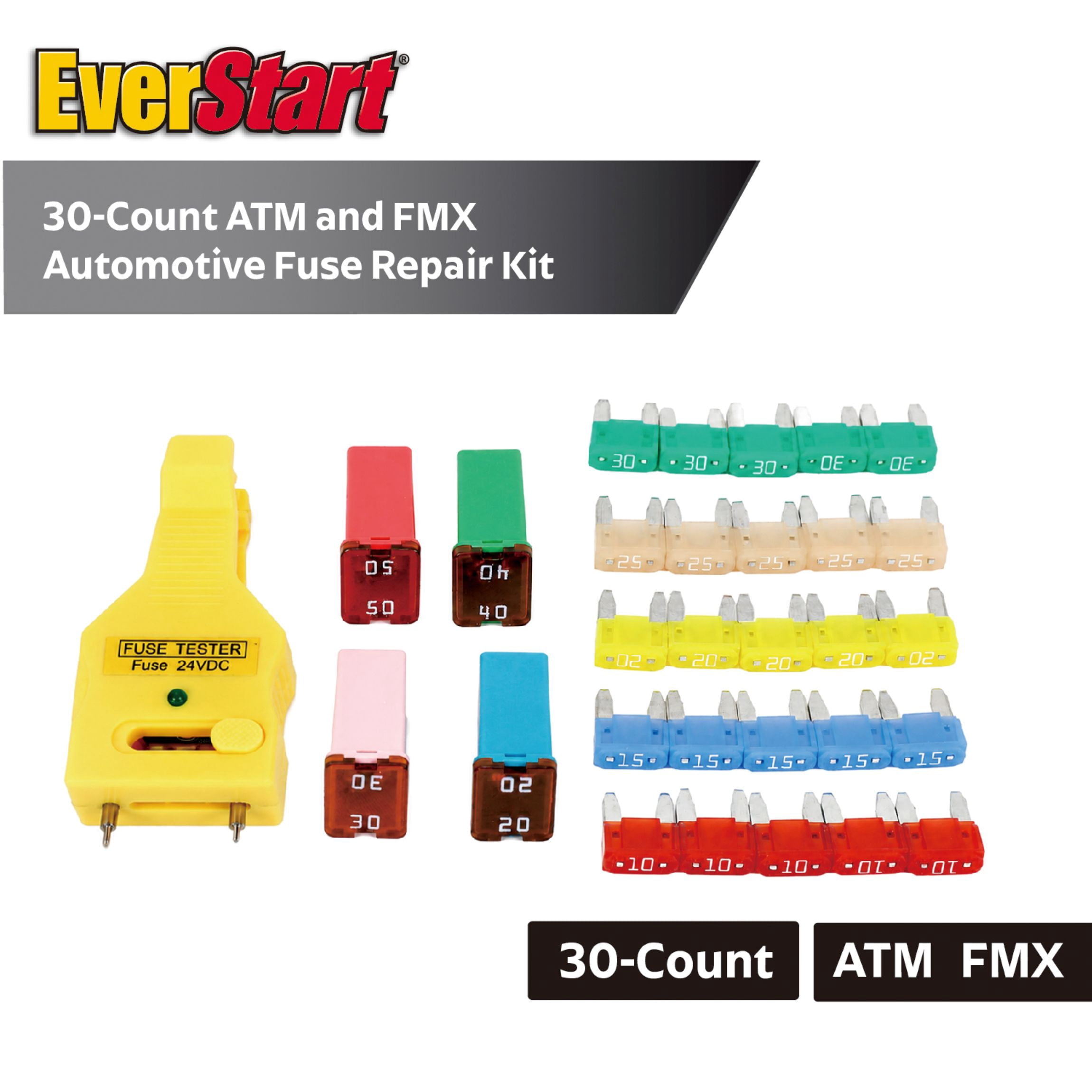 EverStart 30-Piece Automotive Fuse Kit with ATM and FMX for Cars and Trucks