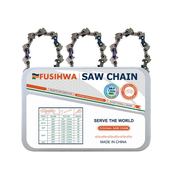 FUSIHWA Chainsaw Chain 16 Inch 3/8"LP Pitch .050" Gauge 56 Drive Links Compatible with Craftsman, Echo, Homelite, Poulan, Ryobi, Greenworks, and More- S56(3 Chains)