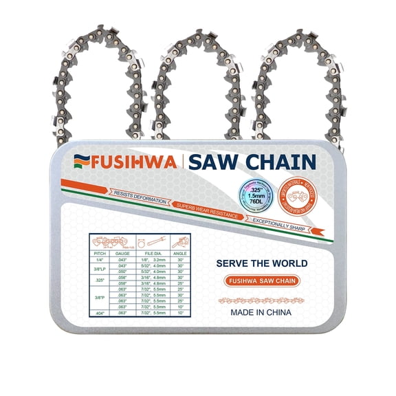 FUSIHWA Chainsaw Chain 20 Inch .325" Pitch .058" Gauge 76 Drive Links Fits Blue Max 53543, 8901, 8902(3 Chains)