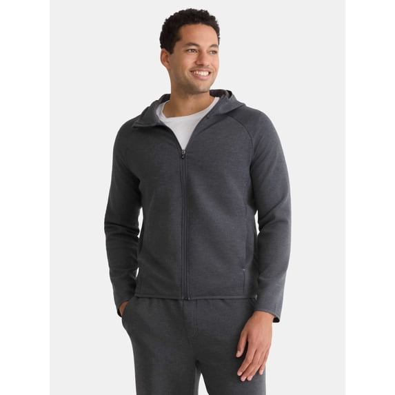 Athletic Works Men's and Big & Tall Fusion Double Knit Full Zip Hooded Sweatshirt Jacket, Sizes S-5XL