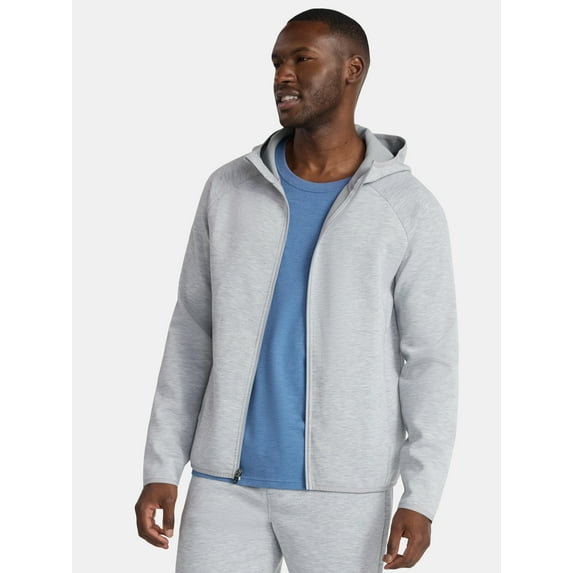 Athletic Works Men's and Big & Tall Fusion Double Knit Full Zip Hooded Sweatshirt Jacket, Sizes S-5XL