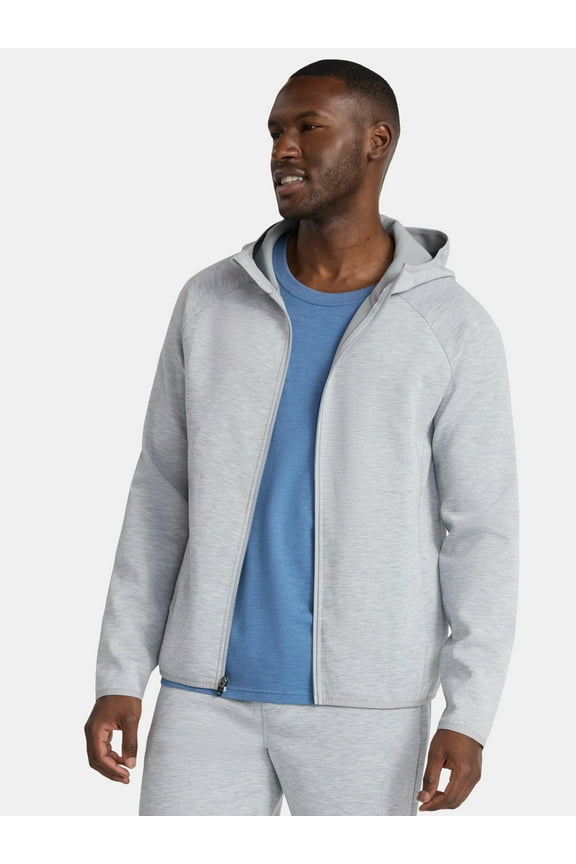 Men's and Big & Tall Fusion Double Knit Full Zip Hooded Sweatshirt Jacket, Sizes S-5XL