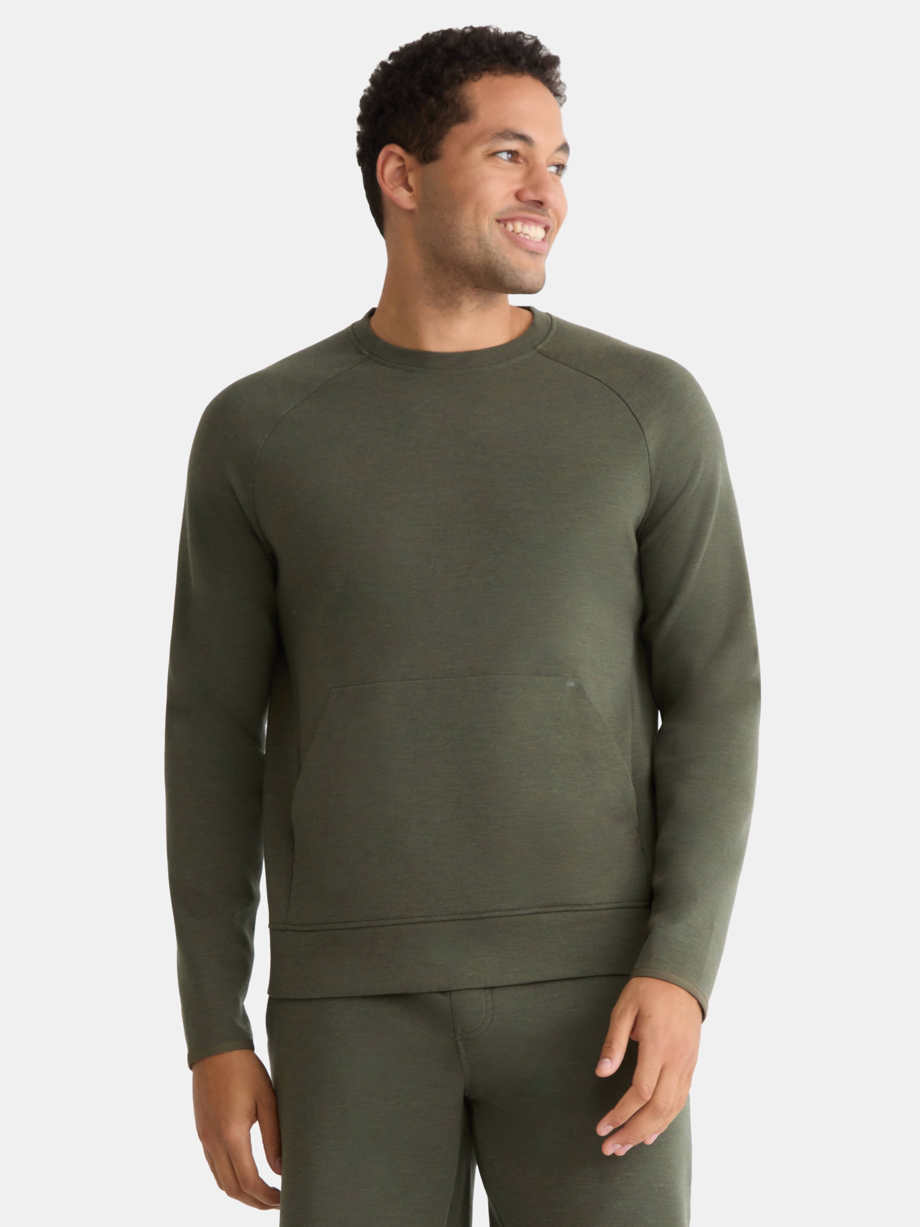 Athletic Works Men's and Big Men's Fusion Double Knit Crewneck Sweatshirt, Sizes S-5XL