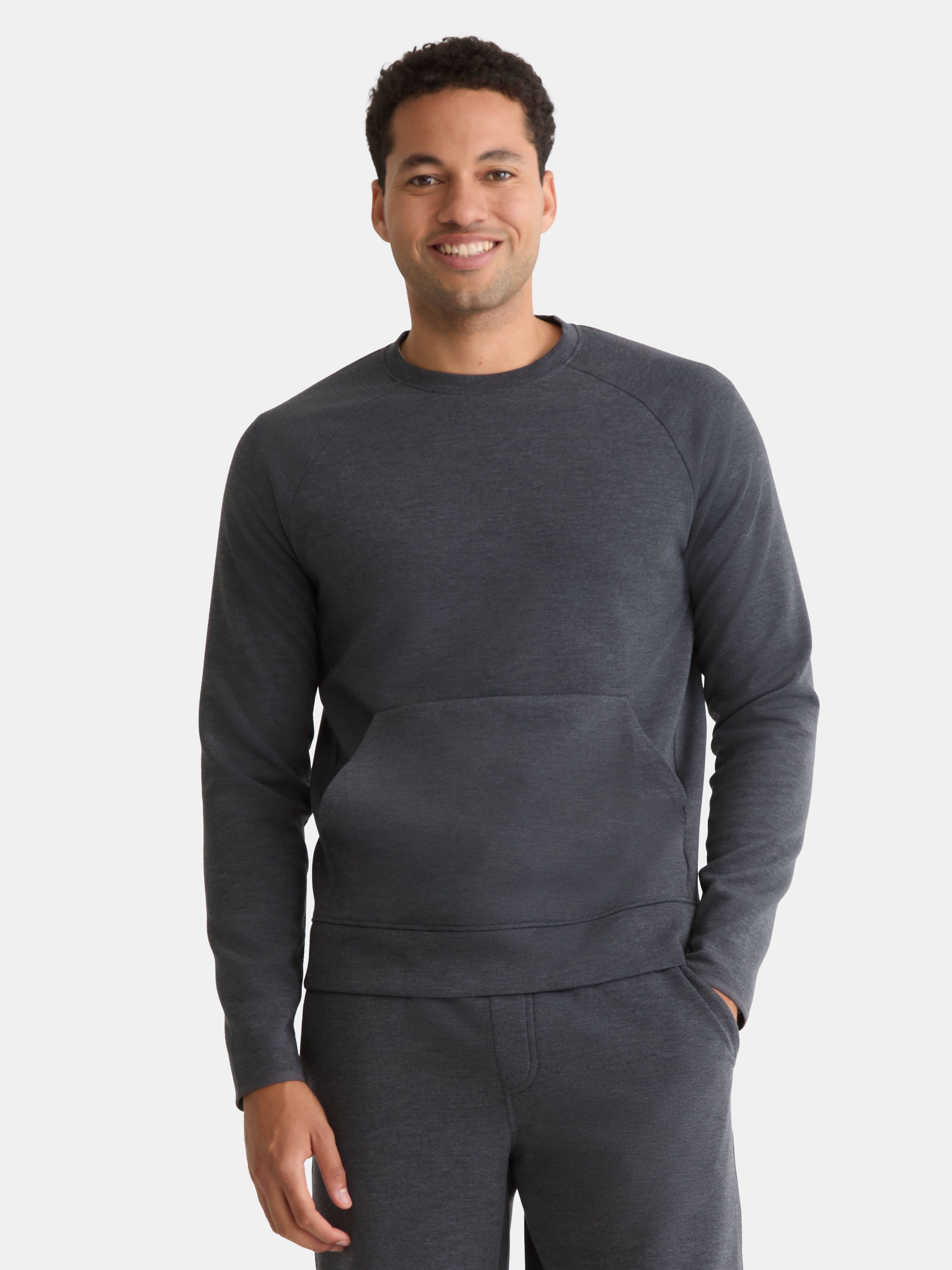 Athletic Works Men's and Big Men's Fusion Double Knit Crewneck Sweatshirt, Sizes S-5XL