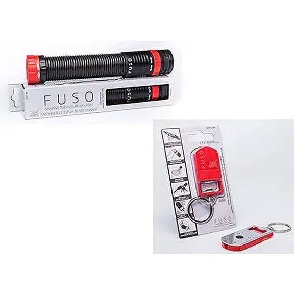 FUSO STOCKING STUFFER RED COMBO - ALL IN ONE FLASHLIGHT RED/BLACK - HANSFREE, FLEXIBLE, MAGNETIC, CLAMPABLE 110 LM+ MICRO-LIGHT SMARTPHONE STAND WITH KEY CHAIN, BOTTLE OPENER, CAN OPENER - RED COLOR