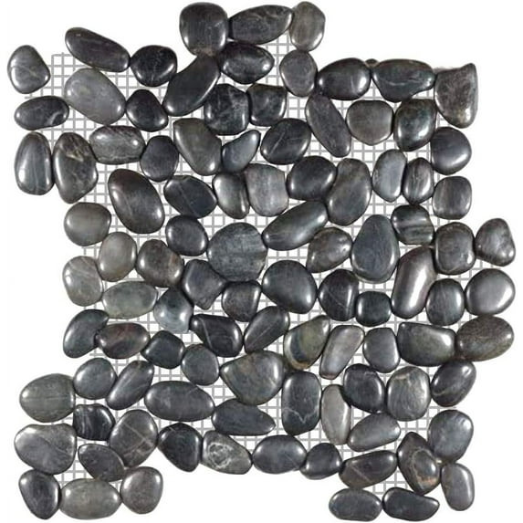 FUSTONE Decorative Tiles Interlocking Pebble Tiles Natrual River Rock Stone Tile(10-Sheets) Kitchen Floor Bathroom Patio for Indoor and Outdoor Use Stones PT102-10