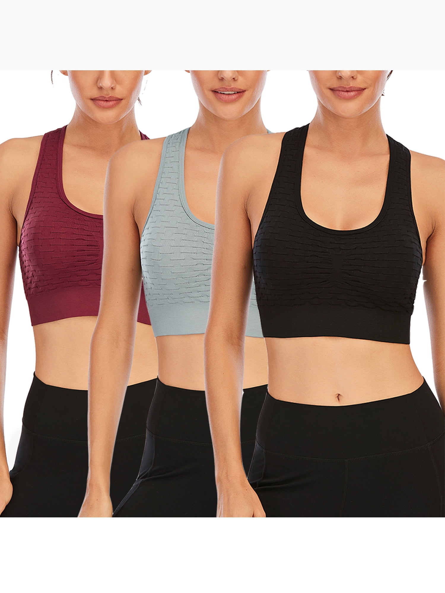 FUTATA 1/3 Pack Women's Seamless Padded Sports Bras High Impact Support  Push Up Bras Seamless Racerback Yoga Bras Crop Tank Top Fit For Running  Active