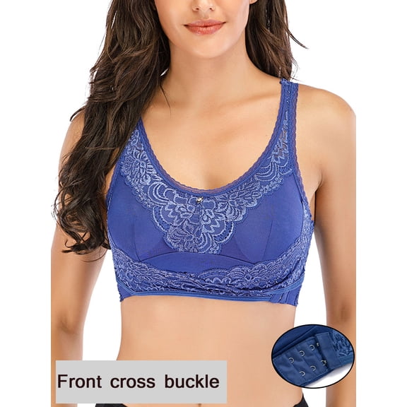 FUTATA 1/3 Pack Womens Lace Sports Bras Full Coverage Padded Bras Front Side Buckle Leisure Bralette Wireless Sleep Bra Support Push Up Yoga Workout Bras