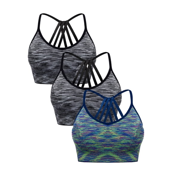 FUTATA 1-3 Pack Womens Sports Bras Padded Medium Support Sports Bra Wirefree Longline Crop Yoga Bras Running Workout Activewear Bras