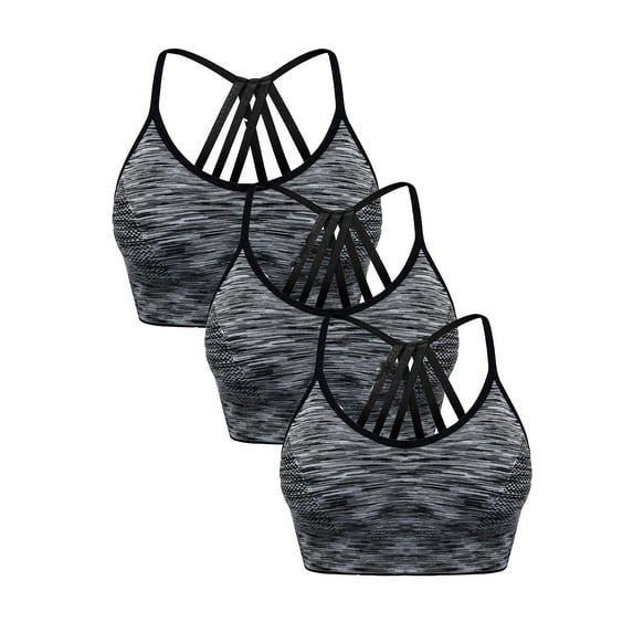 FUTATA 1-3 Pack Womens Sports Bras Padded Medium Support Sports Bra Wirefree Longline Crop Yoga Bras Running Workout Activewear Bras