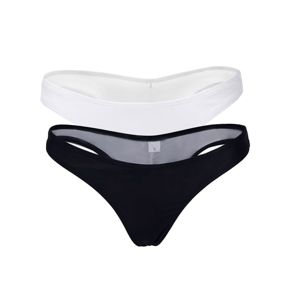 FUTATA 2 Pack Bikini Bottom Thong For Women Cheeky Swim Bottom Briefs Mid Rise Swimsuit Swimming Trunks Comfortable Underwear Panties