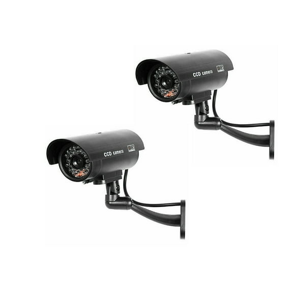 FUTATA 2 Pack CCTV Security Surveillance Camera With Red LED Light, Fake Camera Analog Camera Indoor/Outdoor Monitor