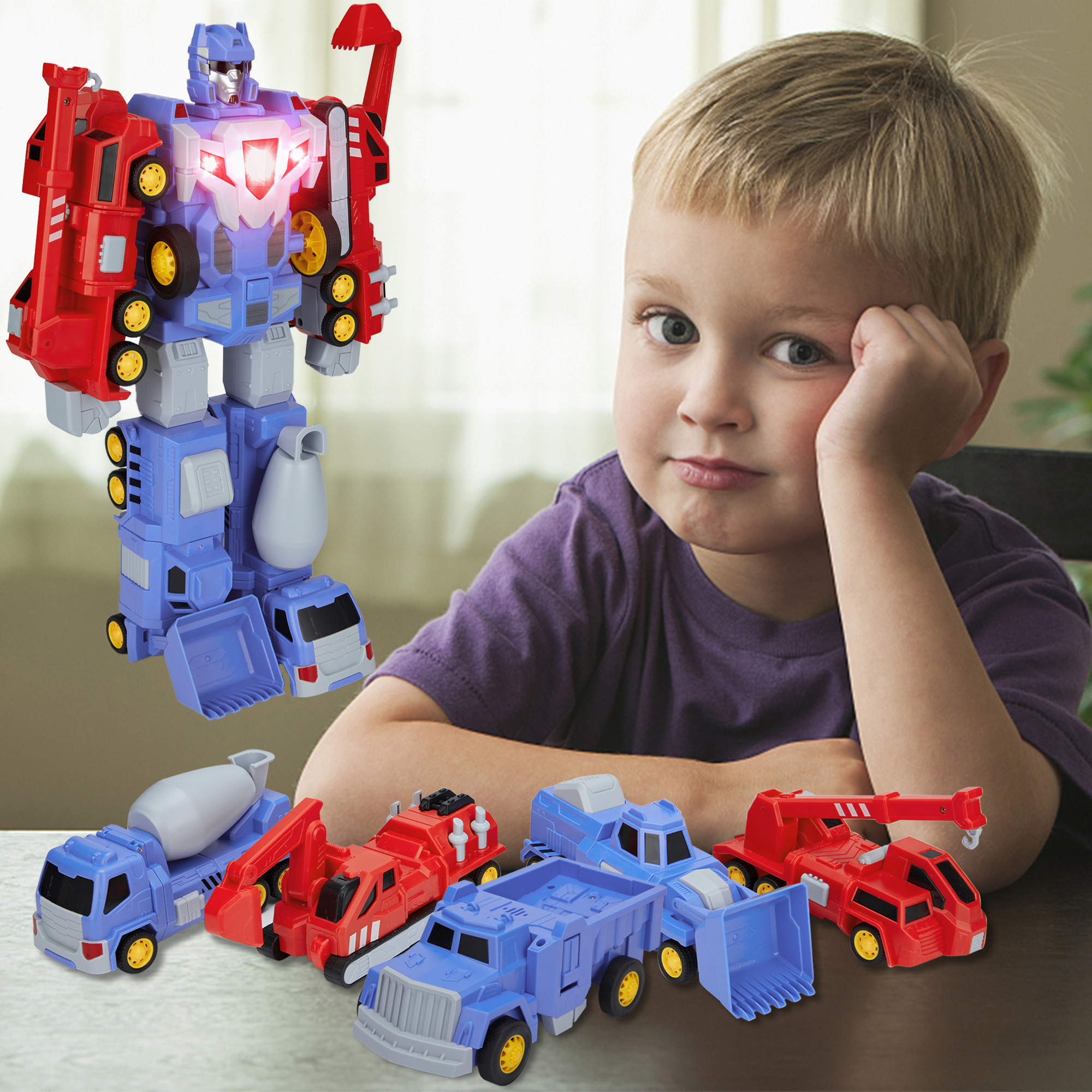FUTATA 5 In 1 Transformers Toys, Robot Toys For Boys And Kids, Construction Vehicles Transformed
