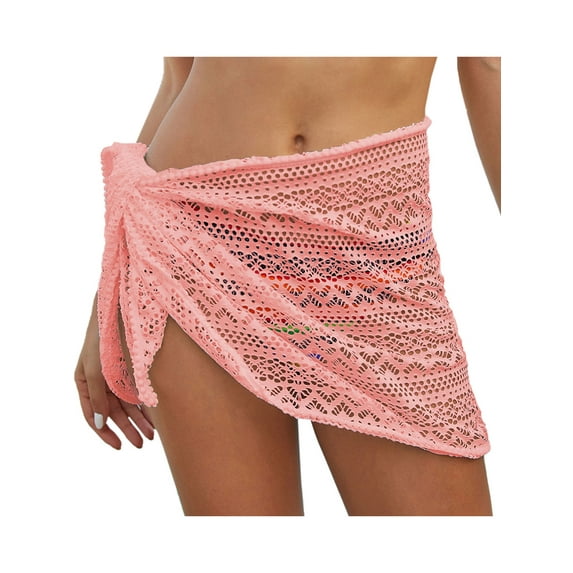 FUTATA Beach Skirt Womens Short Wrap Bikini Cover Up Summer Dress Swimwear Sarong Pink