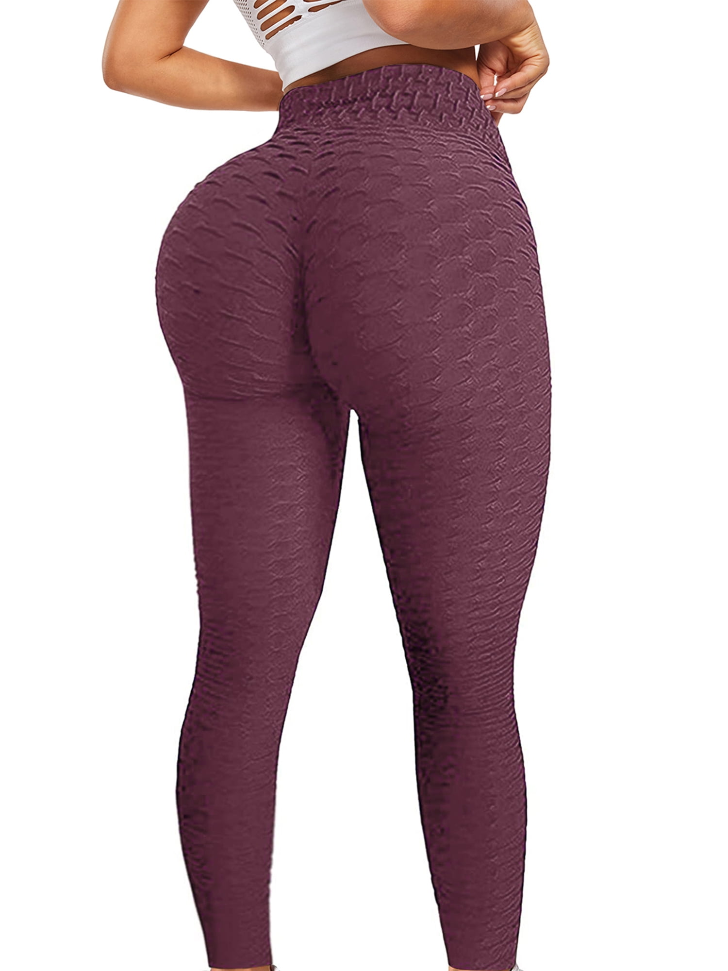 FUTATA Butt Lifting High Waist Yoga Pants Tummy Control Workout Ruched  Leggings Textured Booty Tights 