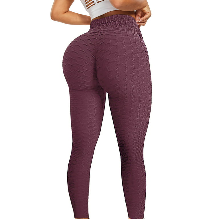 FUTATA Butt Lifting High Waist Yoga Pants Tummy Control Workout Ruched  Leggings Textured Booty Tights