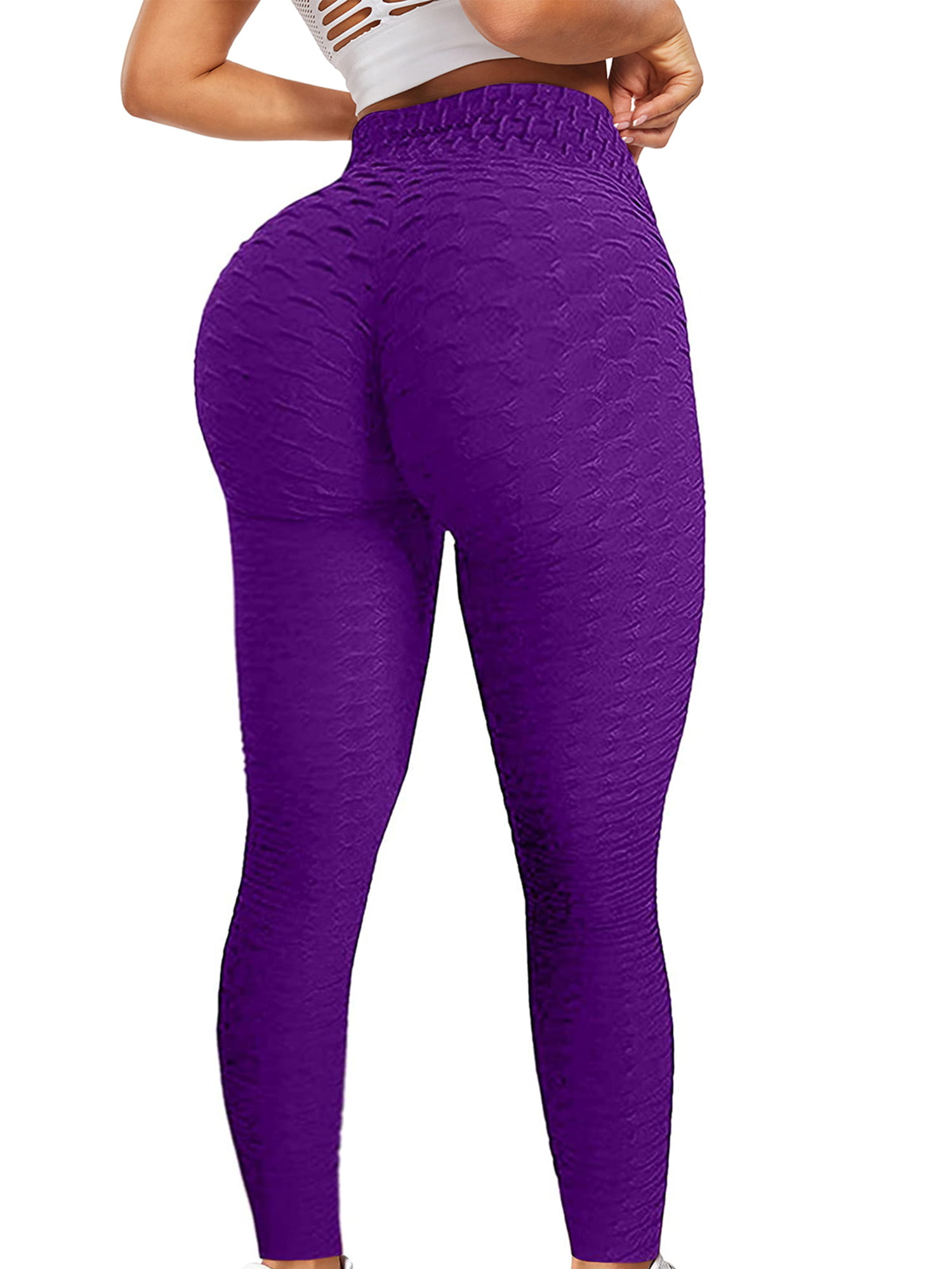 Leggings for Women High Waisted Yoga Pants Butt Lifting Anti Cellulite  Leggings Booty Tights Non See-Through Pants (Purple-04#, L)