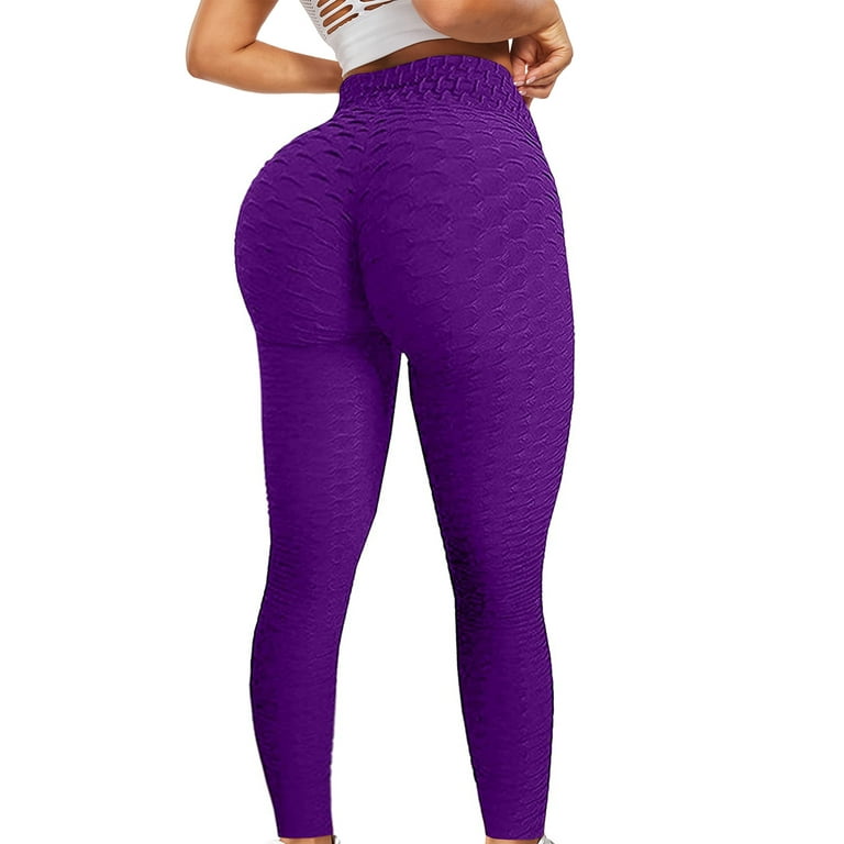 FUTATA Butt Lifting High Waist Yoga Pants Tummy Control Workout Ruched  Leggings Textured Booty Tights