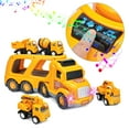 thumbnail image 1 of FUTATA Cartoon Transport Truck with Sound and Light Friction Power Toy Car Construction Truck Toys Set Gift for 3 4 5 6 Years Old Toddlers Kids Boys and Girls, 1 of 6