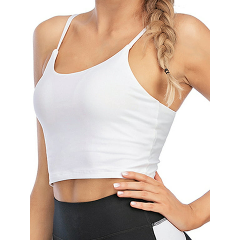 FUTATA Half Camisole for Women Longline Bralette Padded Wirefree Bra  Camisole Crop Top with 2 bra enhance pads