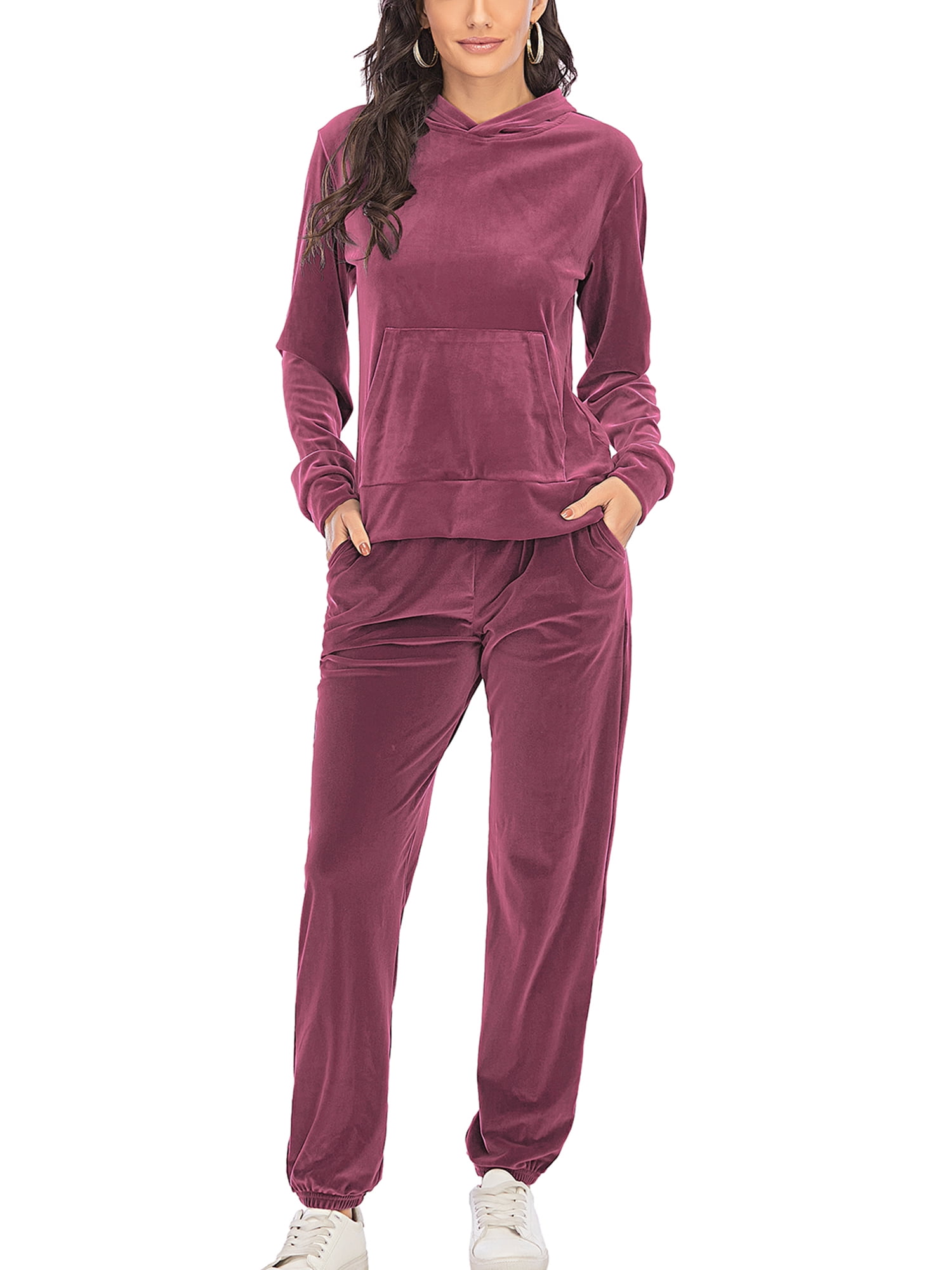 FUTATA Jogging Suits Sets for Women Velour Tracksuit Sets Hoodie