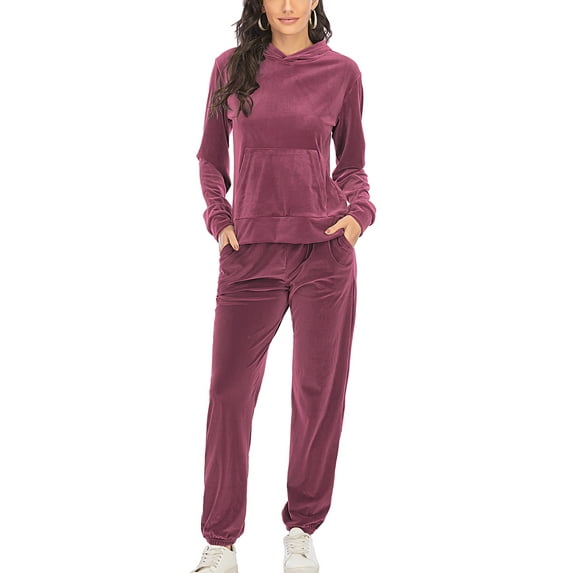 FUTATA Jogging Suits Sets for Women Velour Tracksuit Sets Hoodie Activewear Set 2 Piece Sweatshirt & Sweatpants Set