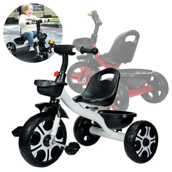FUTATA Kids Trike for Aged 6 Month and Up Stroller Trike 3 Wheel Pedal Bike Toys & Gifts Easy Rider Trike with 2 Storage Baskets on Front & Back & Non-Slip Handlebar