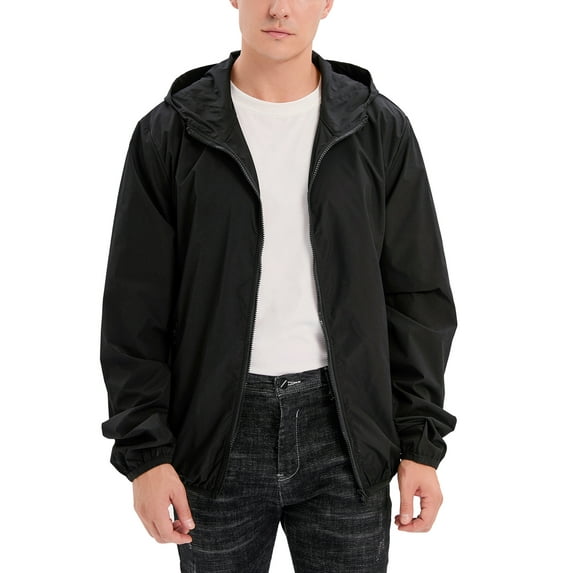 FUTATA Men's Full Zipper Windbreakers Jackets Lightweight Hoodies Trench Coat Sportswear Performance Active Casual Jackets For Running Cycling Everyday Wear