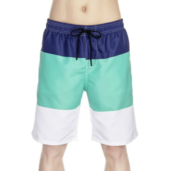 FUTATA Men's Quick Dry Swim Trunks, Shorts Colorblock Swimwear, Swimwear Beach Shorts Swim Trunks, Men's Elastic Waist Drawstring, Green