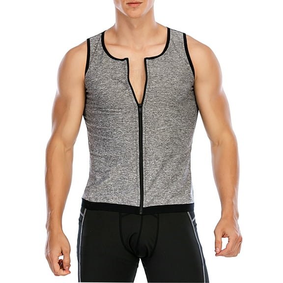 FUTATA Men's Sauna Vest Waist Trainer Sweat Enhancing Vest Slimming Shaper Corset Neoprene Tank Top Hot Sweat Workout Suit