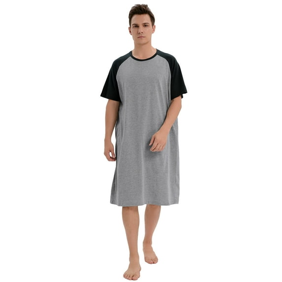 FUTATA Men's Short Sleeve Casual Crew Neck Pajama Top, Comfortable Short Sleeve Pajamas, Color Matching Soft Loose Premium Men's T-Shirt