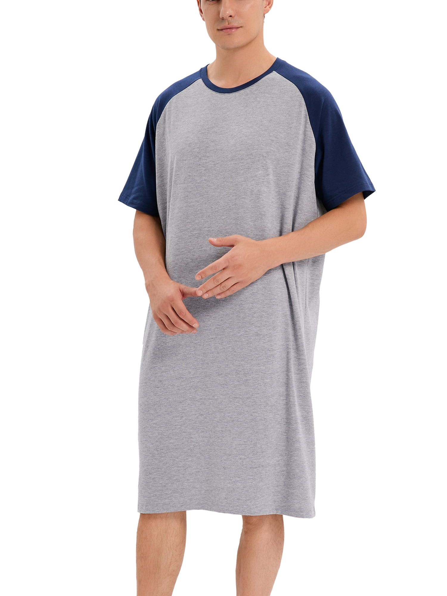 FUTATA Men's Summer Nightshirts Henley Sleepwear(M3XL),Mens Pajamas