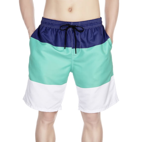 FUTATA Men's Swim Shorts Plus Size Board Shorts Swim Trunks Mesh Lining Beach Shorts Drawstring Casual Funny Bathing Suits Swimwear Bottoms,Blue Green Red