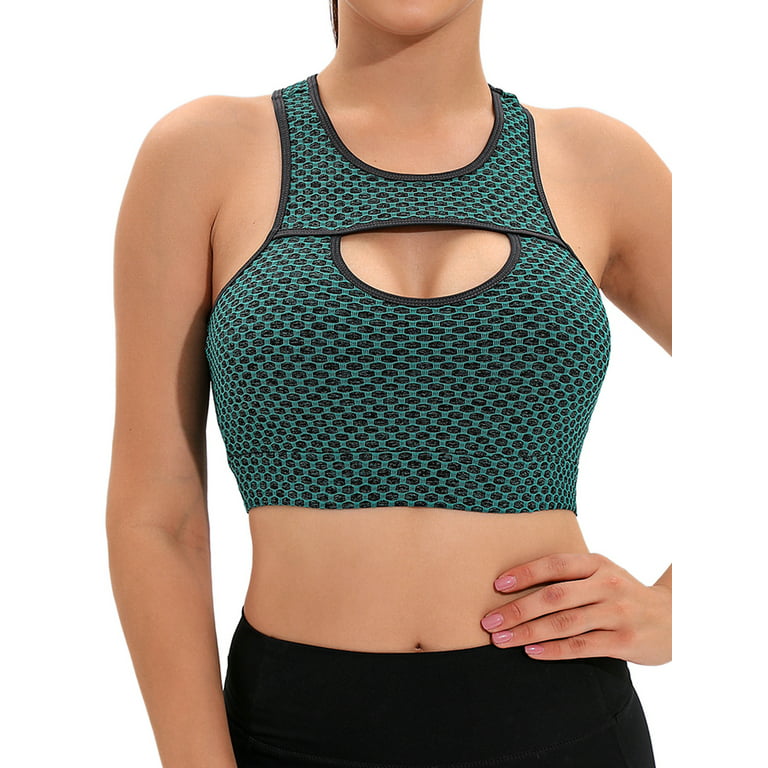 FUTATA Racer Back Design Seamless Sports Bra, Women's Yoga Bra Sexy Cutout  Cropped Crop Top, Medium Support Workout Fitness Running Sportswear with  Removable Pads 