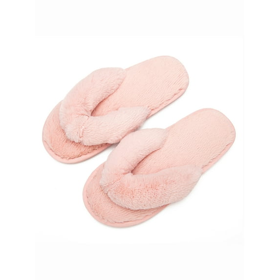 FUTATA Rubber Slippers For Women Non Skid Bedroom Shoes Flip Flops Fluffy Silent House Shoes Soft Open Toe Bedroom Slippers,Pink Black Gray Red