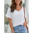 thumbnail image 1 of FUTATA Short Sleeve T-Shirts For Women V Neck Tunic Tops Loose Fit Summer Casual Basic Tops Blouse With Side Split Black/Green/White,Size Up To 3XL, 1 of 8