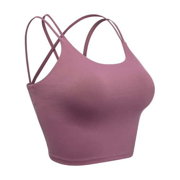 FUTATA Strappy Padded Sports Bras for Women Crisscross Back Workout Running Longline Yoga Tank Tops