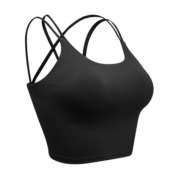 FUTATA Strappy Padded Sports Bras for Women Crisscross Back Workout Running Longline Yoga Tank Tops
