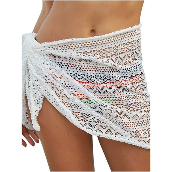FUTATA Swimsuit Cover Ups for Women Sarong Beach Wrap Sheer Short Skirt Bikini Chiffon Scarf for Swimwear