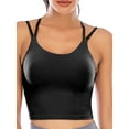 thumbnail image 1 of FUTATA Women Removable Paddeds Sport Bras Spaghetti Strap Yoga Bras for Gym Running Workout Fitness Bra Crop Tops Seamless Stretch Bra, 1 of 7