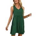 thumbnail image 1 of FUTATA Women Summer Swing Dress Sleeveless Sundress Tunic Shift Dresses Casual T-Shirt Tank Dresses V Neck Beach Cover Up Pleated Dress,5 Colors, 1 of 7