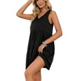 thumbnail image 1 of FUTATA Women Summer Swing Dress Sleeveless Sundress Tunic Shift Dresses Casual T-Shirt Tank Dresses V Neck Beach Cover Up Pleated Dress,5 Colors, 1 of 7